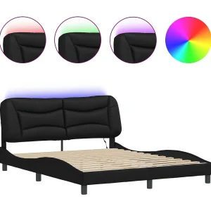 Bedframe met LED zonder matras "Hvar" zwart 160×200 cm Bedframe met LED zonder matras "Hvar" zwart 160×200 cm