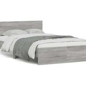 Bedframe met hoofdeinde grijs sonoma eikenkleurig 120×200 cm
