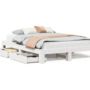Bedframe zonder matras massief grenenhout wit 150×200 cm Bedframe zonder matras massief grenenhout wit 150×200 cm
