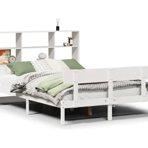Bed met boekenkast zonder matras grenenhout wit 160×200 cm Bed met boekenkast zonder matras grenenhout wit 160×200 cm