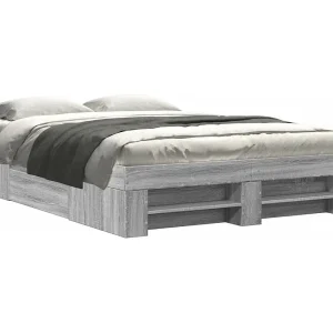 Bedframe bewerkt hout grijs sonoma eikenkleurig 120×190 cm Bedframe bewerkt hout grijs sonoma eikenkleurig 120×190 cm