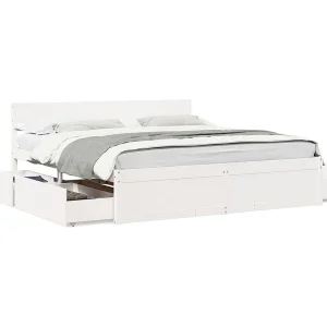 Bedframe zonder matras massief grenenhout wit 200×200 cm Bedframe zonder matras massief grenenhout wit 200×200 cm