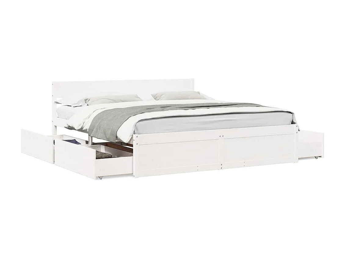 Bedframe zonder matras massief grenenhout wit 200x200 cm