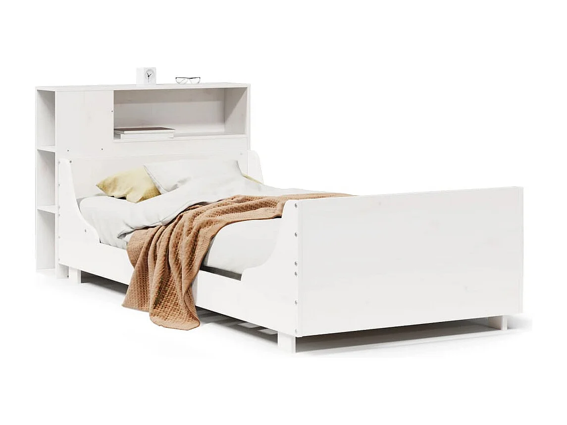 Bedframe zonder matras massief grenenhout wit 75x190 cm
