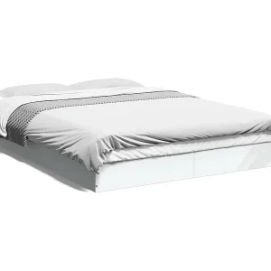 Bedframe bewerkt hout wit 140×200 cm Bedframe bewerkt hout wit 140×200 cm