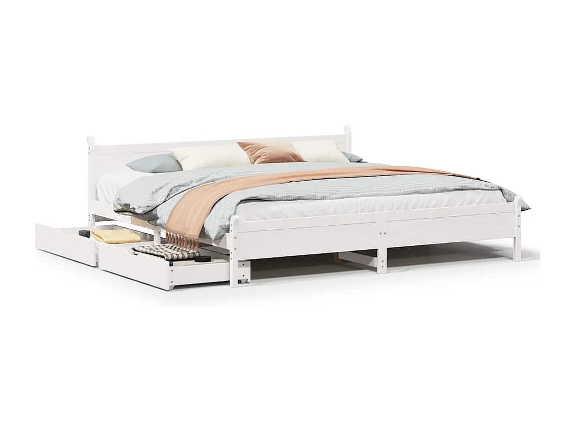 Bedframe zonder matras massief grenenhout wit 200x200 cm