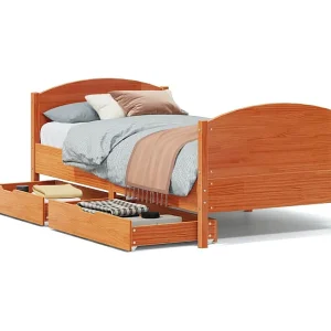 Bedframe zonder matras massief grenenhout wasbruin 100×200 cm Bedframe zonder matras massief grenenhout wasbruin 100×200 cm