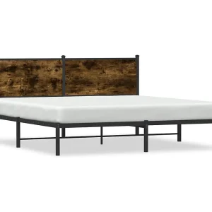 Bedframe zonder matras metaal gerookt eikenkleurig 180×200 cm Bedframe zonder matras metaal gerookt eikenkleurig 180×200 cm