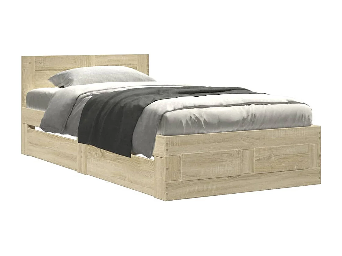 Bedframe met hoofdeinde bewerkt hout sonoma eiken 100x200 cm