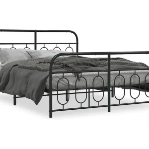 Bedframe met hoofd- en voeteneinde metaal zwart 135×190 cm
