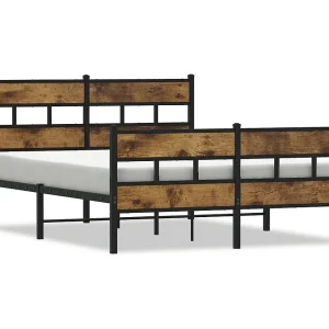 Bedframe zonder matras metaal gerookt eikenkleurig 140×200 cm Bedframe zonder matras metaal gerookt eikenkleurig 140×200 cm