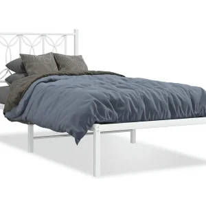 Bedframe met hoofdbord metaal wit 90×200 cm