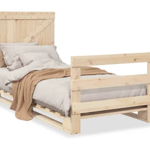 Bedframe met hoofdbord massief grenenhout 90×200 cm Bedframe met hoofdbord massief grenenhout 90×200 cm