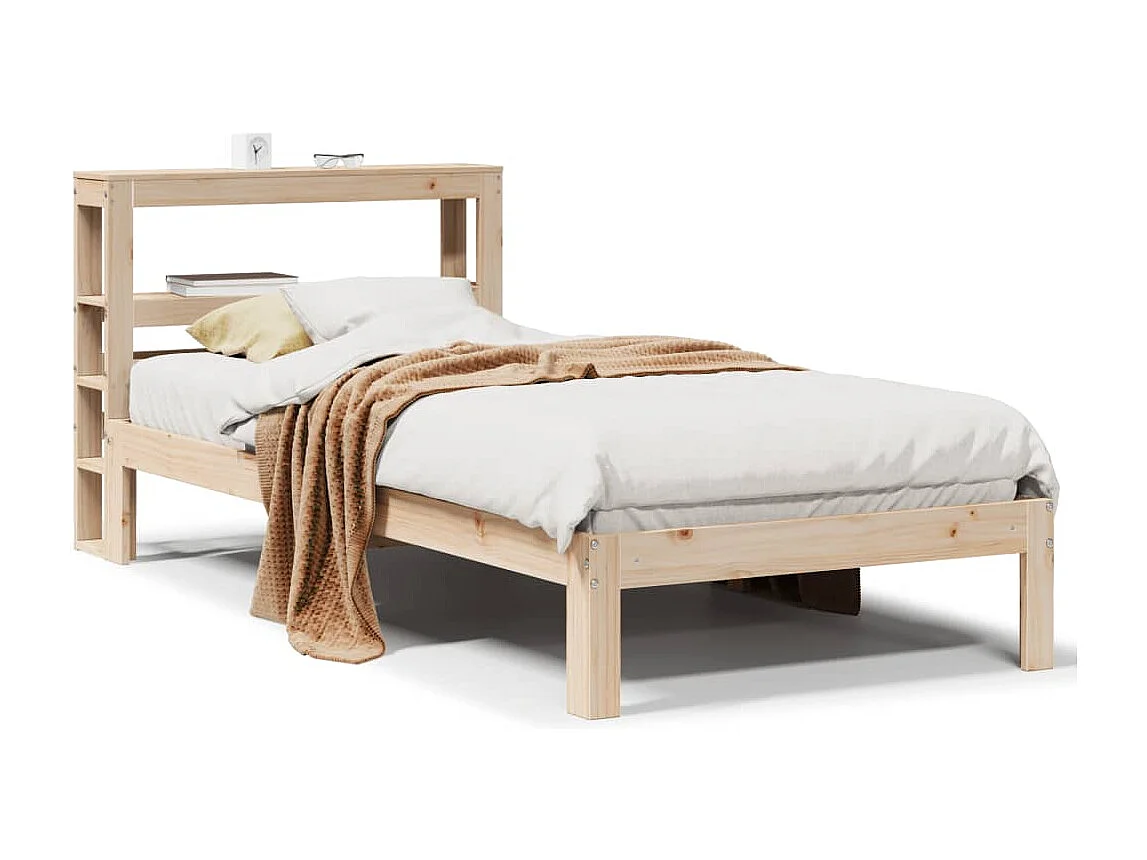 Bedframe met hoofdbord massief grenenhout 90x200 cm