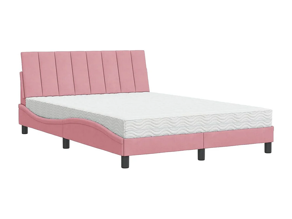 Bed met matras "Hanko" fluweel roze 120x200 cm