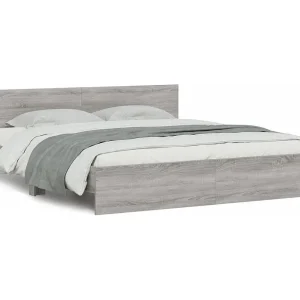 Bedframe met hoofdeinde grijs sonoma eikenkleurig 200×200 cm