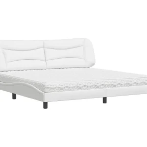 Bed met matras "Hvar" kunstleer wit 200×200 cm Bed met matras "Hvar" kunstleer wit 200×200 cm