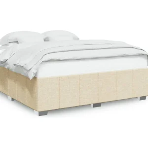 Bedframe zonder matras stof crèmekleurig 200×200 cm Bedframe zonder matras stof crèmekleurig 200×200 cm