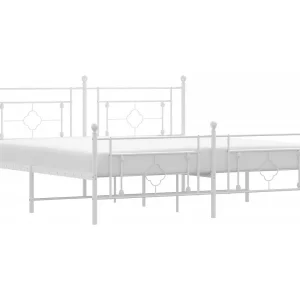 Bedframe met hoofd- en voeteneinde metaal wit 183×213 cm Bedframe met hoofd- en voeteneinde metaal wit 183×213 cm