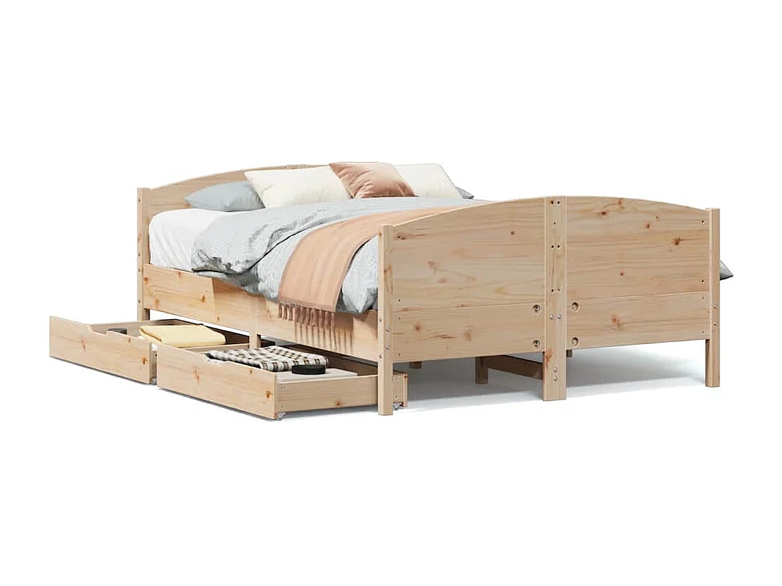 Bedframe zonder matras massief grenenhout 135x190 cm