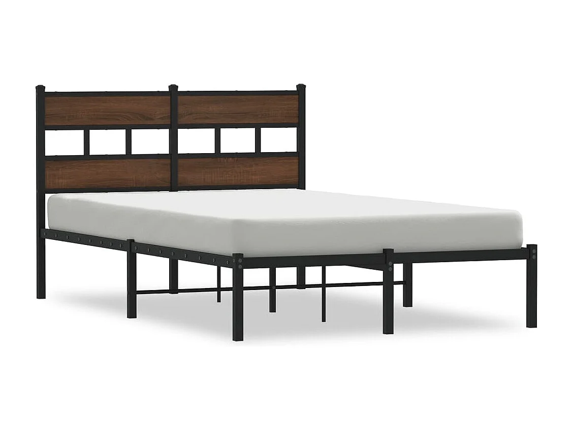 Bedframe met hoofdbord zonder matras bruin eiken 120x200 cm