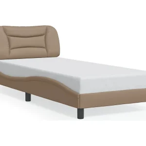 Bedframe zonder matras "Hvar" kunstleer cappuccinokleurig 90×200 cm Bedframe zonder matras "Hvar" kunstleer cappuccinokleurig 90×200 cm