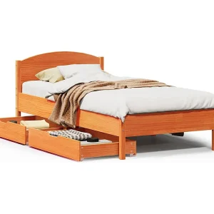 Bedframe zonder matras massief grenenhout wasbruin 90×200 cm Bedframe zonder matras massief grenenhout wasbruin 90×200 cm