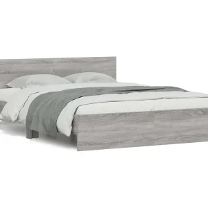 Bedframe met hoofdeinde grijs sonoma eikenkleurig 140×200 cm