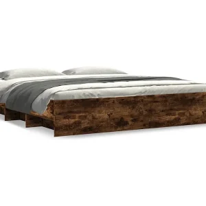 Bedframe zonder matras 200×200 cm spaanplaat gerookt eiken Bedframe zonder matras 200×200 cm spaanplaat gerookt eiken