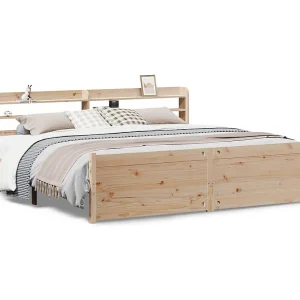 Bedframe met hoofdbord massief grenenhout 200×200 cm Bedframe met hoofdbord massief grenenhout 200×200 cm