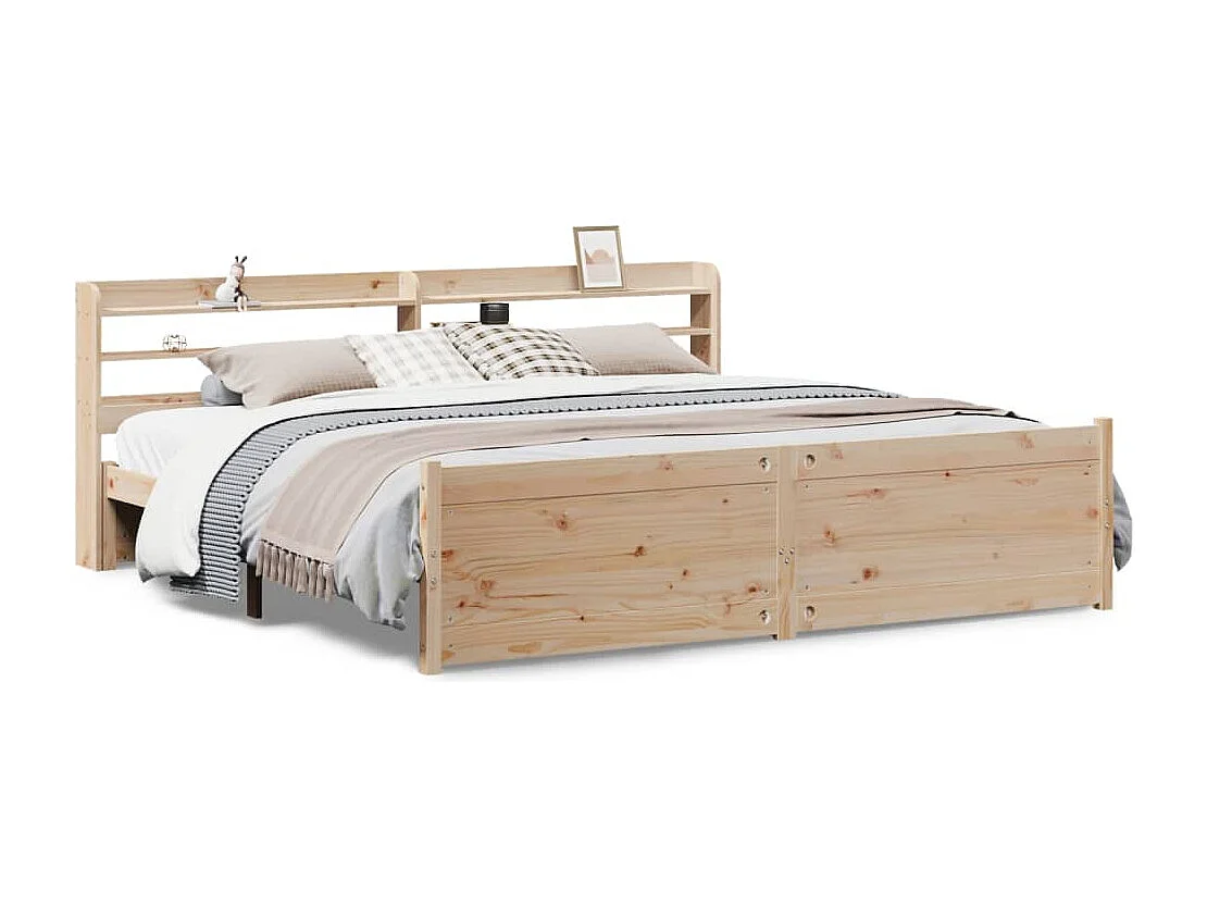 Bedframe met hoofdbord massief grenenhout 200x200 cm