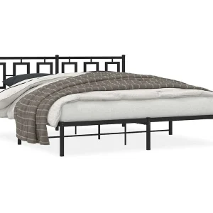Bedframe met hoofdbord metaal zwart 183×213 cm Bedframe met hoofdbord metaal zwart 183×213 cm