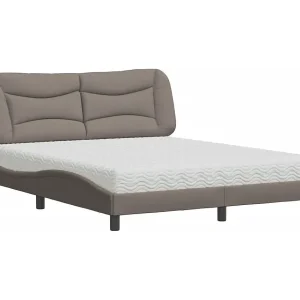 Bed met matras "Hvar" stof taupe 160×200 cm