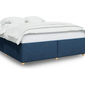 Bedframe zonder matras stof blauw 200×200 cm Bedframe zonder matras stof blauw 200×200 cm