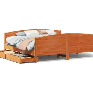 Bedframe zonder matras massief grenenhout wasbruin 180×200 cm