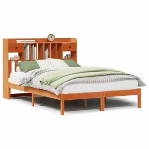 Bed met boekenkast zonder matras grenenhout wasbruin 140×200 cm Bed met boekenkast zonder matras grenenhout wasbruin 140×200 cm