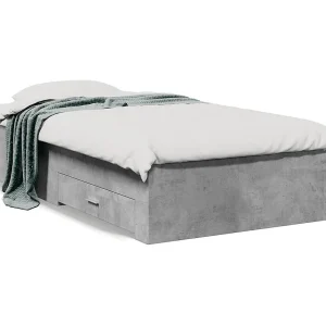 Bedframe met lades bewerkt hout betongrijs 75×190 cm Bedframe met lades bewerkt hout betongrijs 75×190 cm