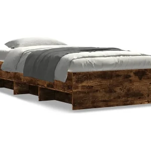 Bedframe zonder matras hout gerookt eikenkleurig 90×190 cm Bedframe zonder matras hout gerookt eikenkleurig 90×190 cm
