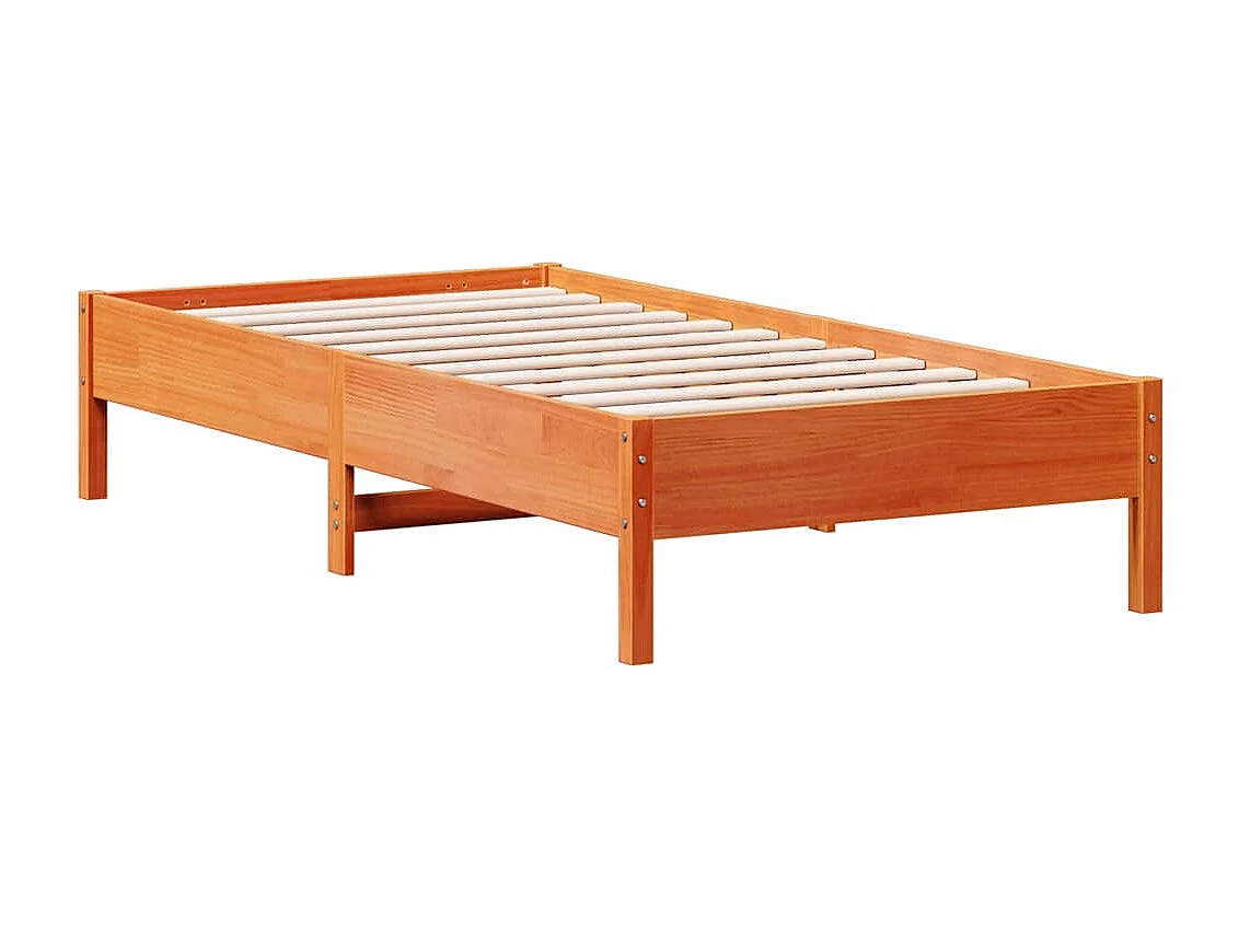 Bedframe zonder matras massief grenenhout wasbruin 75x190 cm