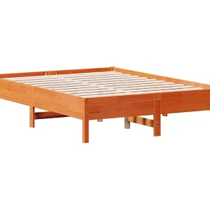 Bedframe zonder matras massief grenenhout wasbruin 120×190 cm