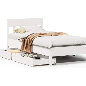 Bedframe zonder matras massief grenenhout wit 75×190 cm Bedframe zonder matras massief grenenhout wit 75×190 cm