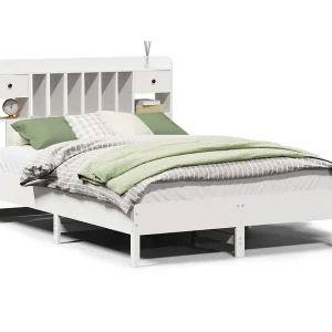 Bed met boekenkast zonder matras grenenhout wit 140×190 cm Bed met boekenkast zonder matras grenenhout wit 140×190 cm