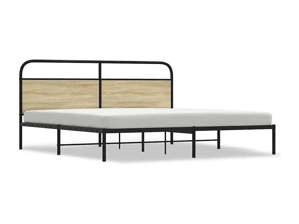 Bedframe zonder matras metaal sonoma eikenkleurig 193x203 cm