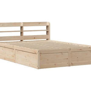 Bedframe met hoofdbord massief grenenhout 135×190 cm Bedframe met hoofdbord massief grenenhout 135×190 cm