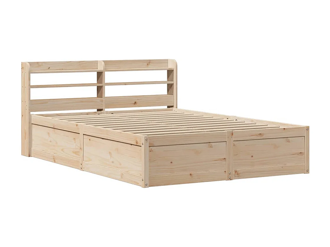 Bedframe met hoofdbord massief grenenhout 135x190 cm