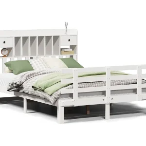 Bed met boekenkast zonder matras grenenhout wit 140×190 cm Bed met boekenkast zonder matras grenenhout wit 140×190 cm