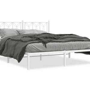 Bedframe met hoofdbord metaal wit 150×200 cm Bedframe met hoofdbord metaal wit 150×200 cm