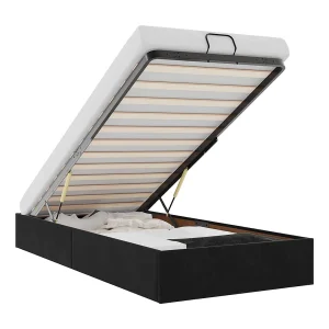 Bedframe zonder matras 80×200 cm fluweel zwart Bedframe zonder matras 80×200 cm fluweel zwart