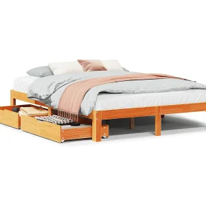 Bedframe met lades massief grenenhout wasbruin 135×190 cm Bedframe met lades massief grenenhout wasbruin 135×190 cm
