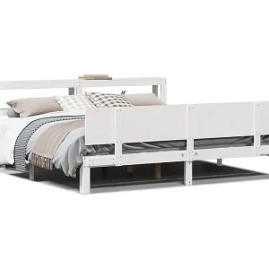 Bedframe met hoofdeinde zonder matras 200×200 cm wit Bedframe met hoofdeinde zonder matras 200×200 cm wit